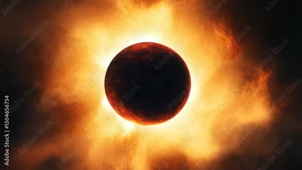 Wall mural a solar eclipse is captured with the sun and moon in close proximity, creating a captivating astrono