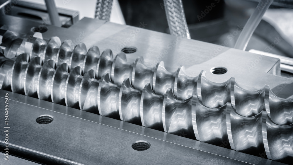 Aufkleber metal spiral shafts are part of a machine or tool. concept of precision and engineering