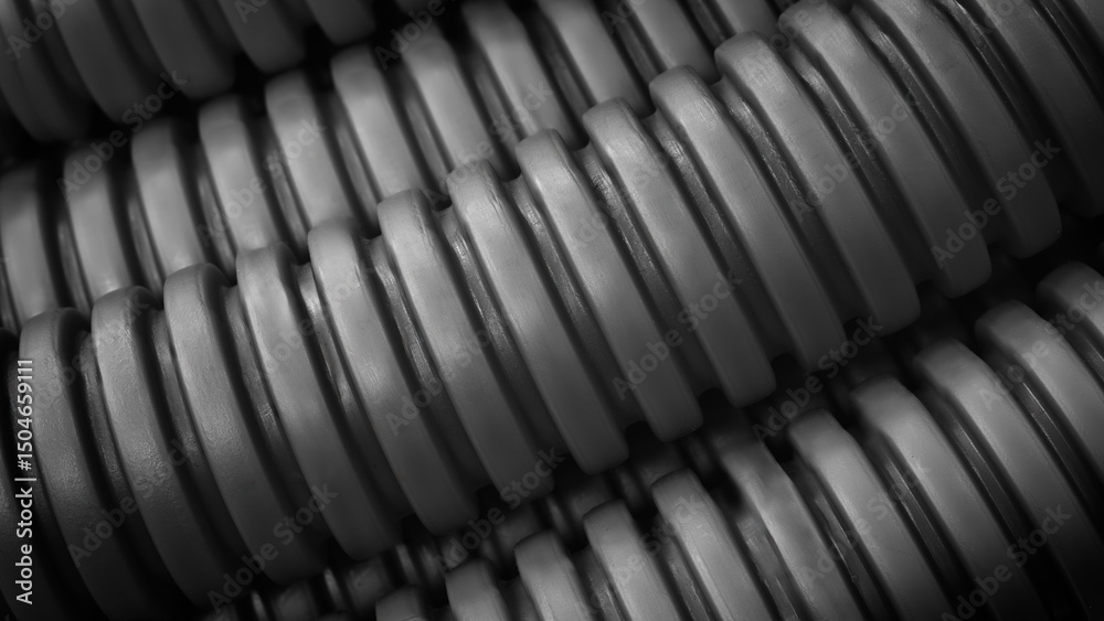 Aufkleber image is a close up of a bunch of black and grey tubes. the tubes are arranged in a spiral pattern, 