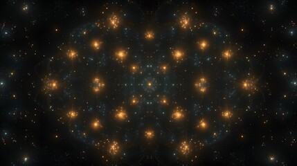 Obraz premium Cosmic Kaleidoscope Golden Stars Nebula Galaxy Space Abstract Background