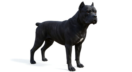 Portrait of a majestic black Cane Corso dog standing isolated on white background
