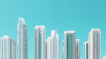 Fototapeta premium Modern skyscrapers against a vibrant blue sky