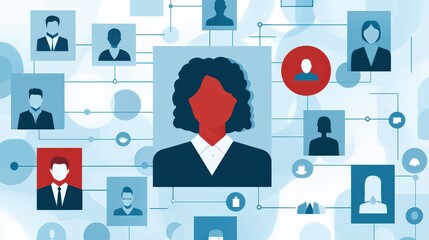 Illustration of digital networking and connection with abstract human figures