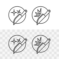 Sharp blade of knife round line icon. Fine edge cutting tool symbol. Sharpened concept sign. Editable stroke.