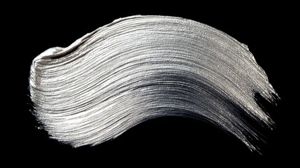 Silver paint brushstroke on black background