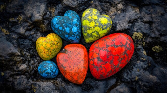 Colerful Heart Rocks