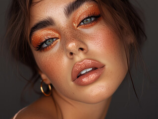 Close-up Portrait of Woman with Bright Makeup