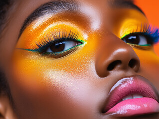 Close-up Portrait of Woman with Bright Makeup