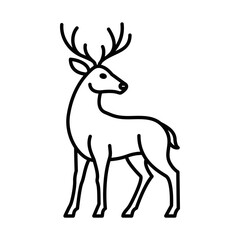 Majestic standing deer vector illustration. Editable stroke.