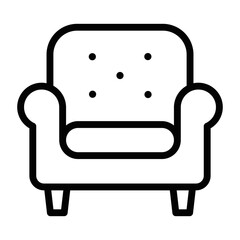 Comfortable sofa furniture vector illustration. Editable stroke.
