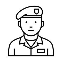 Soldier avatar military vector illustration. Editable stroke.