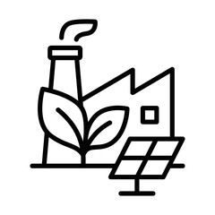 Eco factory solar panel vector illustration. Editable stroke.