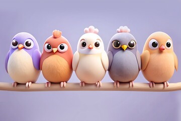 Fototapeta premium Three humorous AI generated birds