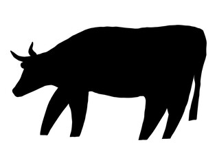 Minimalist silhouette of a cow. Simple farm animal illustration. Bold shape