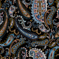 Paisley design Shawl pattern. Seamless Asian Textile Background. Damask seamless pattern, paisley pattern, traditional unique elegant and classic ethnic design