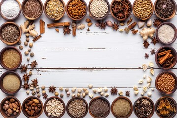 Exploring global culinary traditions and diverse cuisines on a clean white background