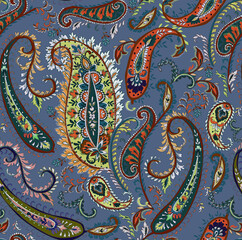 Paisley design Shawl pattern. Seamless Asian Textile Background. Damask seamless pattern, paisley pattern, traditional unique elegant and classic ethnic design
