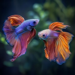 Fototapeta premium Beautiful Siamese Fighting Fish In Vibrant Colors Underwater World