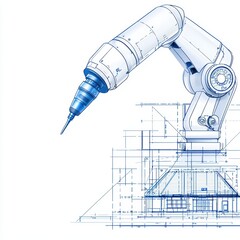 Robotic Arm Blueprint Design with Engineering Drawings and Technical Illustrations for Industrial Applications