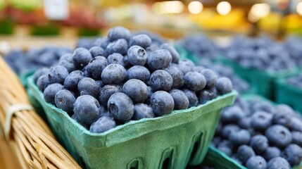 Organic blueberry in supermarket fruit stand