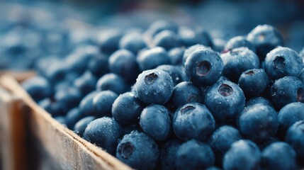 Organic blueberry in supermarket fruit stand