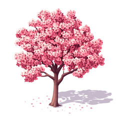 Obraz premium Cherry Tree, flat 2D isometric cartoon vector image isolated on white background.
