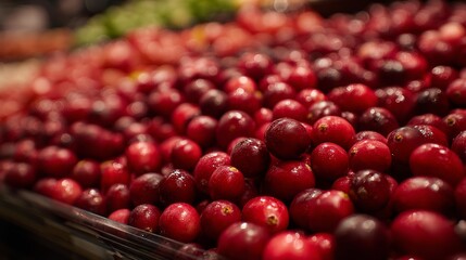 Cranberry featured in supermarket fruit stand