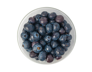 Blueberry isolated. Fresh blue berry fruits, bilberry group on white background, ripe bluberry