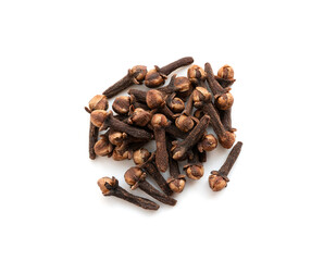 Clove spice isolated. Macro dry carnation spicy buds, natural Indian clove condiment