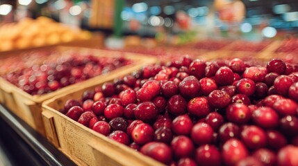 Cranberry featured in supermarket fruit stand