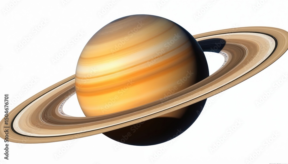 Aufkleber planet saturn isolated on white background. digital 3d render shows planet with rings. space explora
