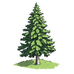 Cedar Tree, cartoon vector illustration, flat 2D isometric style, white background.