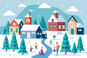 winter landscape with houses