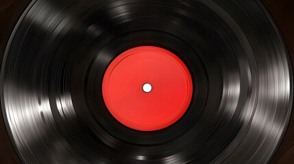 Closeup Vinyl Record Red Label Music Retro