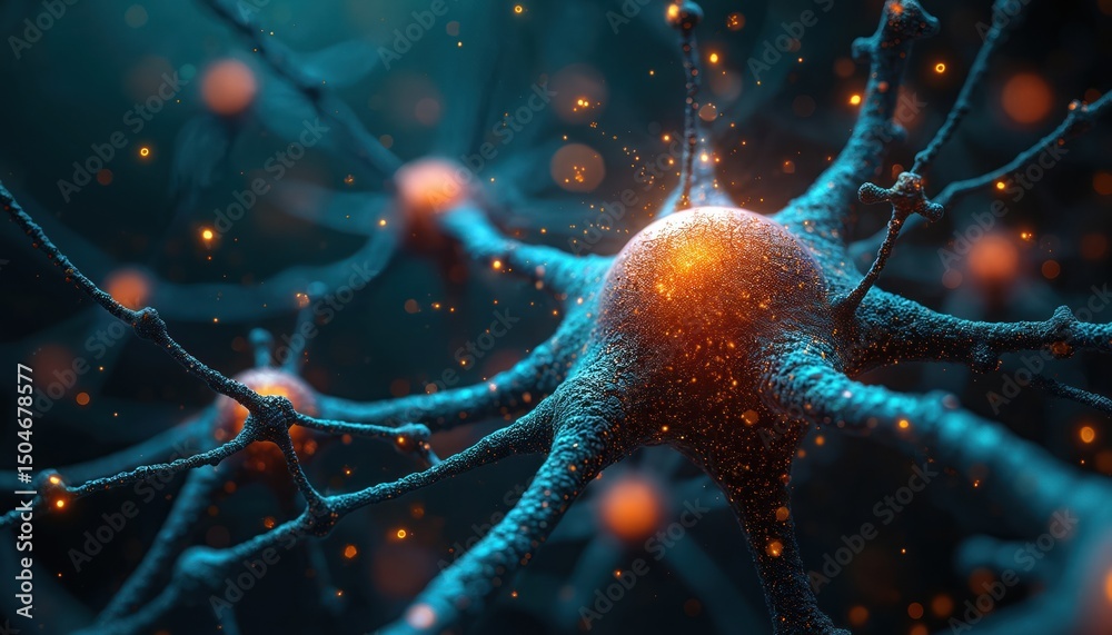 Aufkleber illustration artificial neuronal network structure. image features nerve cells, synapses, representi