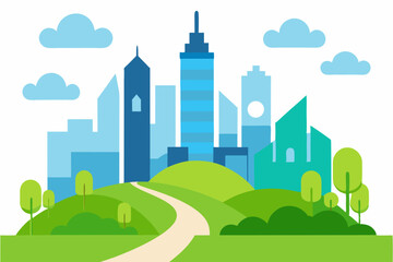 city landscape with trees