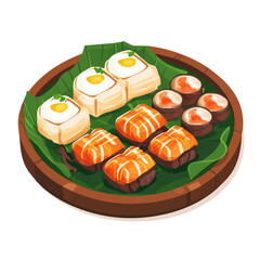 Banh Xeo, 2D isometric flat cartoon vector illustration isolated on white background.