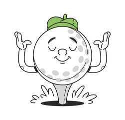 Golf character flying from hole