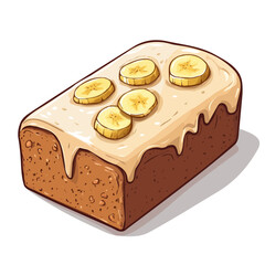 Banana Bread, 2D isometric flat cartoon vector illustration isolated on white background.