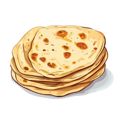 Chapati, vector graphic, 2D flat isometric cartoon illustration on white background.
