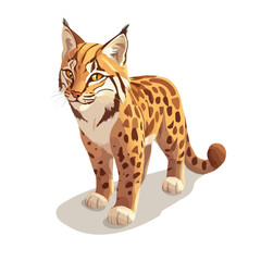 Bobcat, 2D isometric flat cartoon vector illustration isolated on white background.