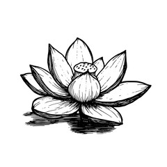 Vintage Botanical Illustration of plants in Black Ink – Hand-Drawn Floral Sketch for Botanical Books, Packaging, Tattoo Design, Nature Decor, and Vintage Garden-Themed Projects