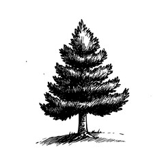 Hand-Drawn Tree Vector Graphic for Designers: Scalable Monochrome Botanical for Eco Logos, Architectural Renderings, Landscape Plans, Environmental Branding & Editorial Illustration Projects
