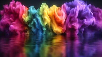 Rainbow Clouds Reflecting in Water Abstract Art