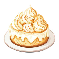 Baked Alaska, cartoon vector illustration, flat 2D isometric style, white background.