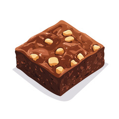 Brownie, vector graphic, 2D flat isometric cartoon illustration on white background.
