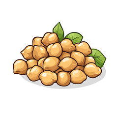 Chickpeas, cartoon vector illustration, flat 2D isometric style, white background.