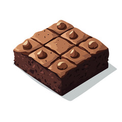 Brownie, vector graphic, 2D flat isometric cartoon illustration on white background.
