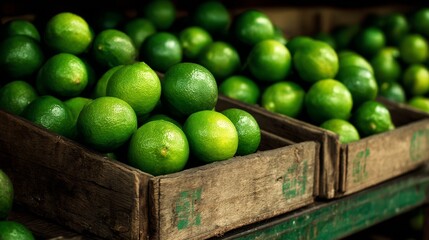 Fresh limes piled high at produce counter