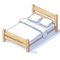 Bed Frame, 2D isometric flat cartoon vector illustration isolated on white background.